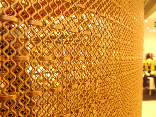 China malla decorativa Flexi-tejida de la arquitectura para la pantalla de la fachada en el alambre de cobre amarillo/de cobre proveedor