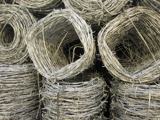 China 12G steel/PVC/inoxidable Galfan/galvanizó el solo filamento doble los alambres de púas de 4 puntos, alambre meneado proveedor
